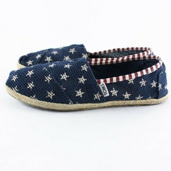 🧨 Toms Classic Slip On Flats Mesh American Flag Red/White/Blue Womens Size 6 - Picture 2 of 10
